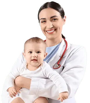 pediatrician holding baby